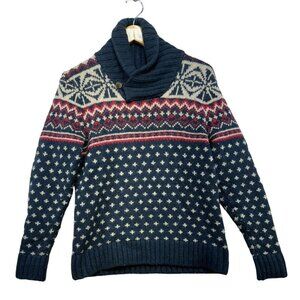Vintage L.O.G.G. Womens Nordic Patterned Wool Blend Sweater Medium Blue